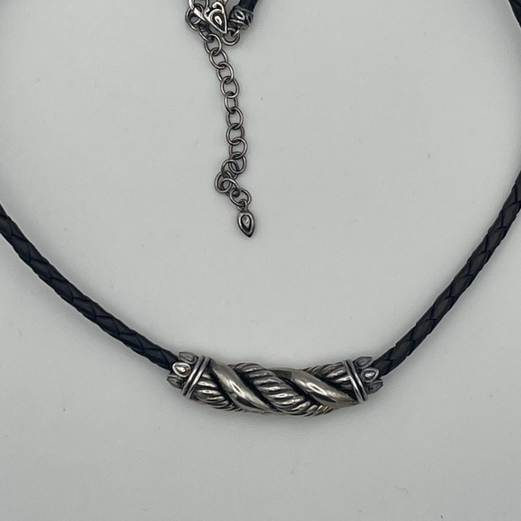 JOHN HARDY - Sterling Twisted Slider Pendant & Black Leather Necklace - Picture 5 of 10
